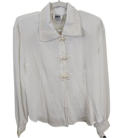 Marisa By N Campbell New White Vintage Scroll Detail Blouse Size 12 - Picture 1 of 8
